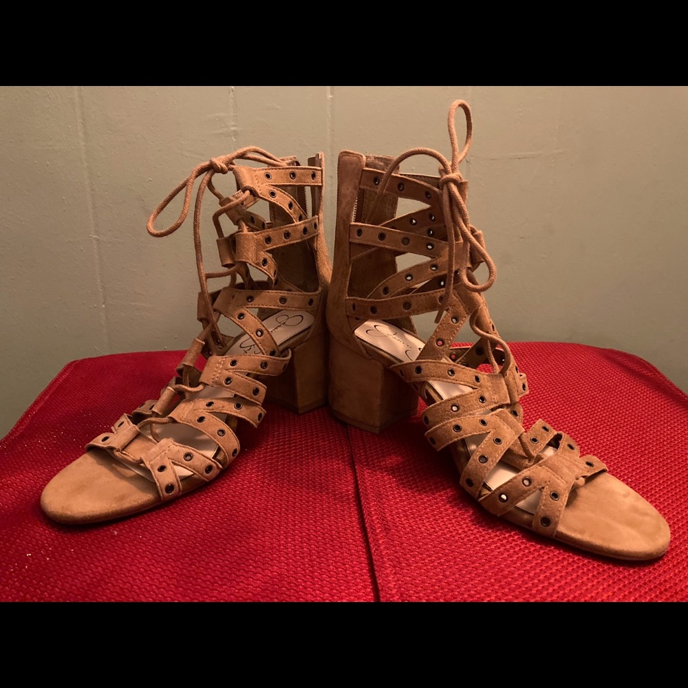 Jessica Simpson Haize Block Heel Lace-Up Sandals